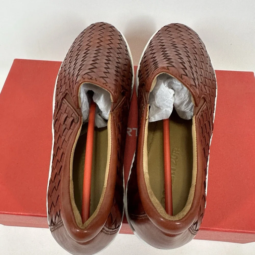 Robert Zur James Woven Slip-on Shoes Men's Size 10.5 M Luggage Brown